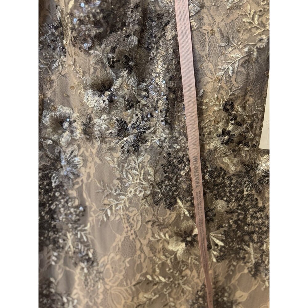 Mac Duggal Taupe 67539 Sequin V-Neck Long Sleeve Formal Gown Dress NEW - Picture 9 of 15